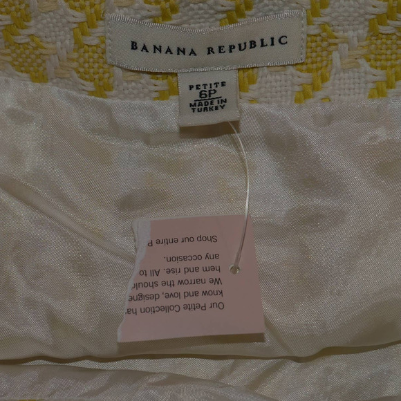 Banana Republic Yellow & White Tweed Skirt NWT Size 6 Petite - Picture 5 of 7